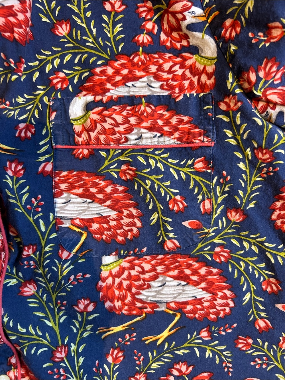 Printfresh Navy and Red Floral Bird Short Pajama Set - Picture 3 of 5